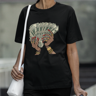 Camiseta Feminina Rica Dinheiro Malote Dólar