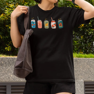 Camiseta Feminina Refrigerante Fofo Cute Sabores Colorido