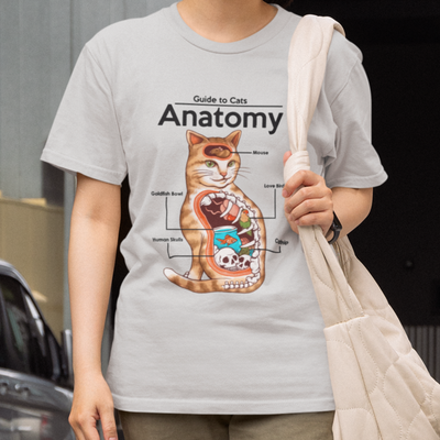 Camiseta Básica Anatomia de Gato Funny
