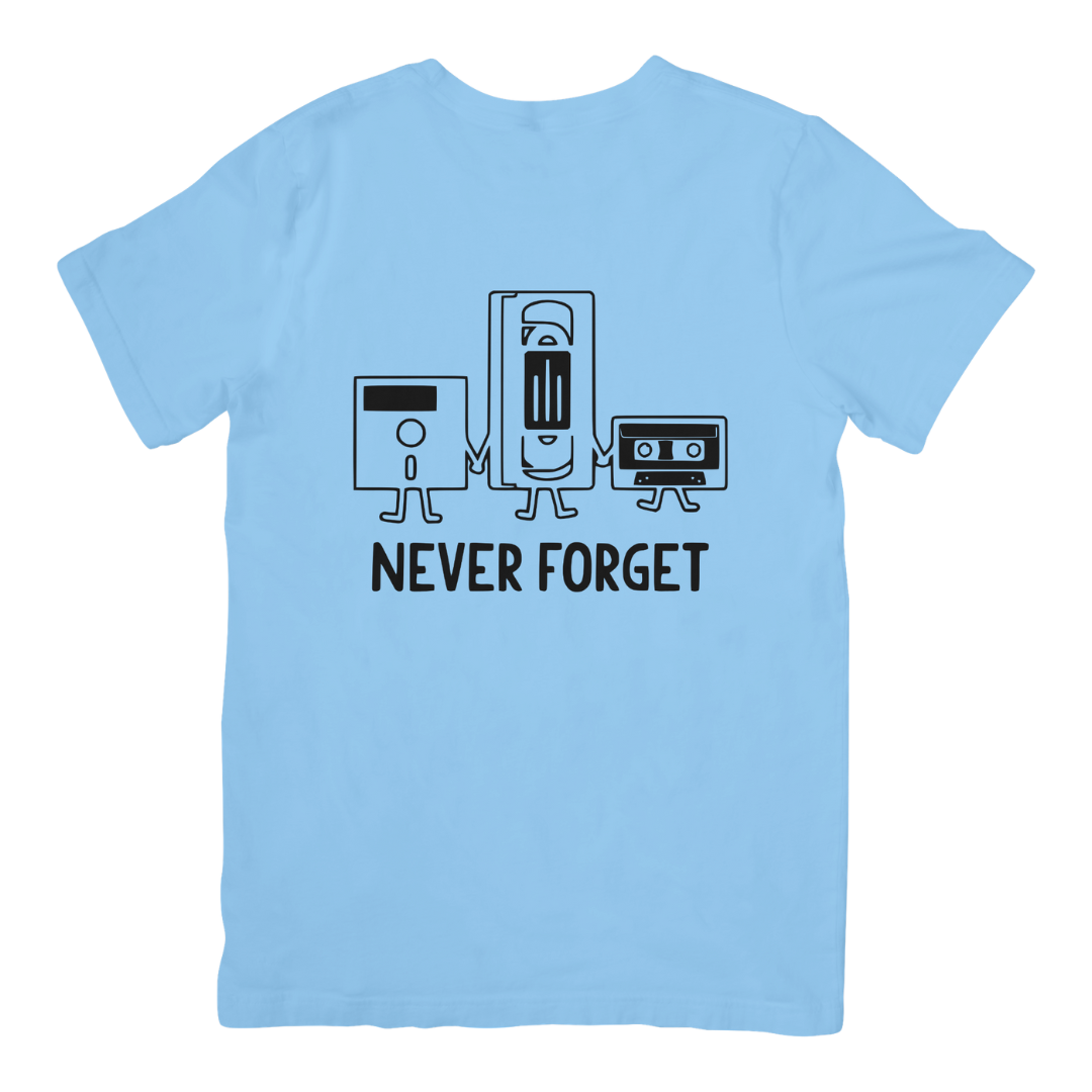 Camiseta Básica Never Forget Old Devices