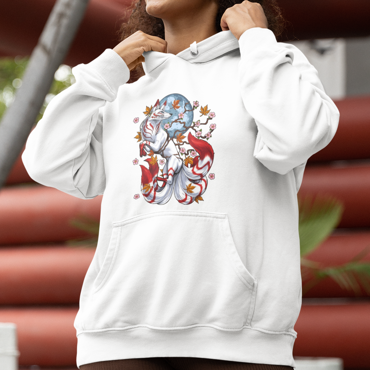 Blusa Moletom Canguru Inari God Fox Moon Lua