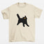 Camiseta Pérola Básica estampa de gato preto