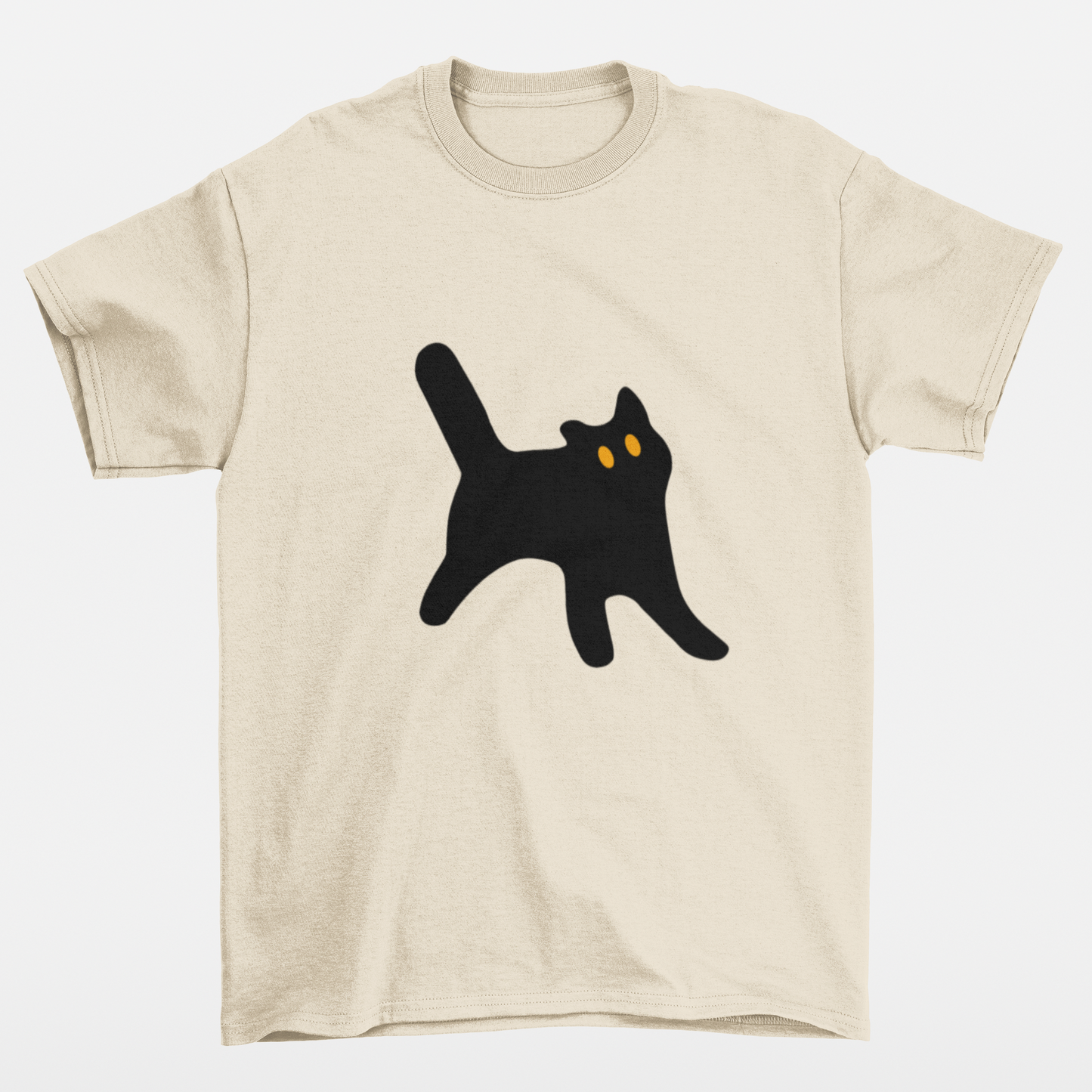 Camiseta Pérola Básica estampa de gato preto