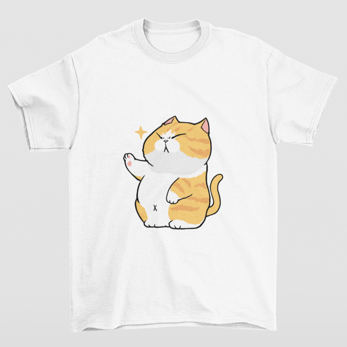 Camiseta Básica Branca Estampa de gato