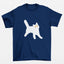 Camiseta Azul Marinho Básica estampa de gato branco