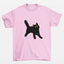 Camiseta Rosa Bebê Básica estampa de gato preto