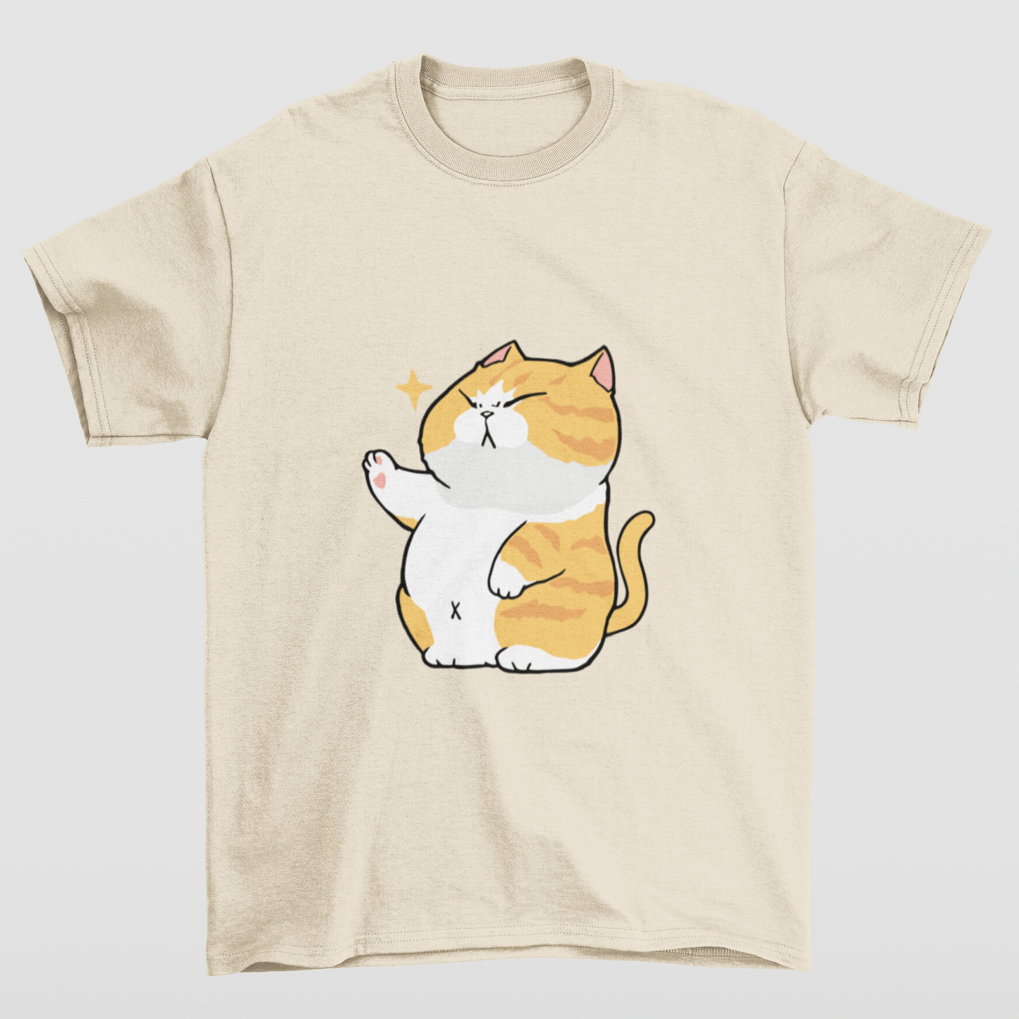 Camiseta Básica pérola Estampa de gato