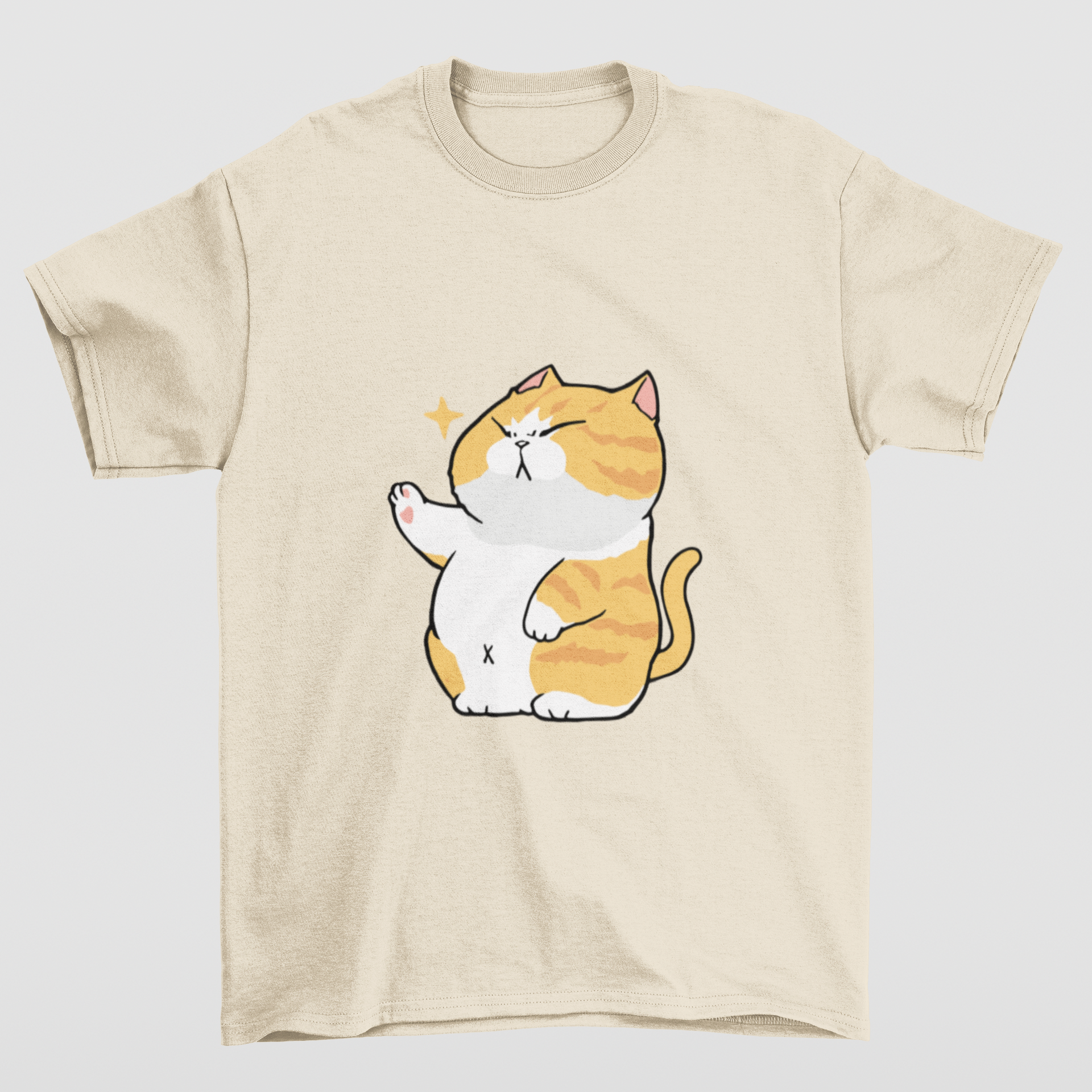 Camiseta Básica pérola Estampa de gato