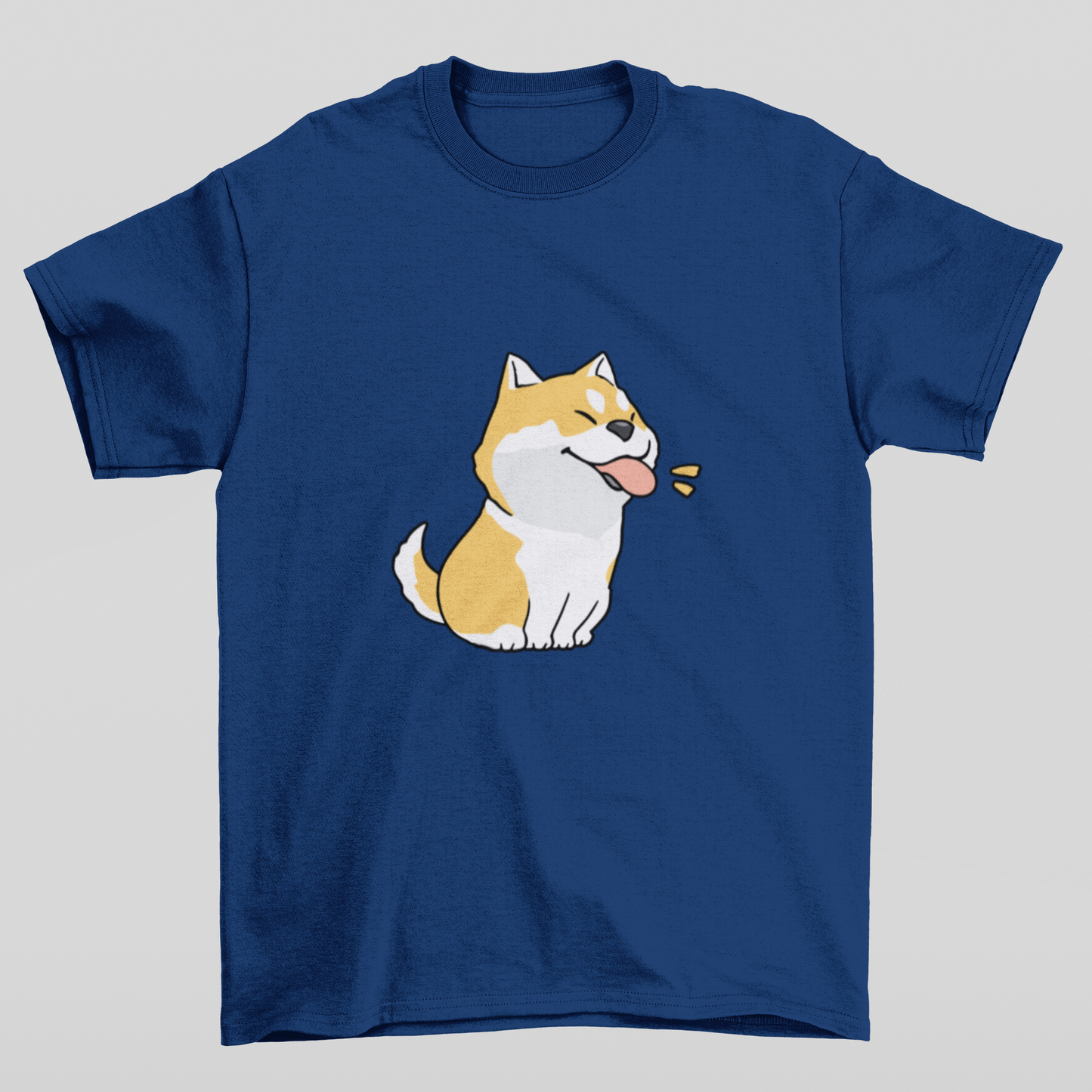 Camiseta Básica Azul Marinho Estampa de Cachorro