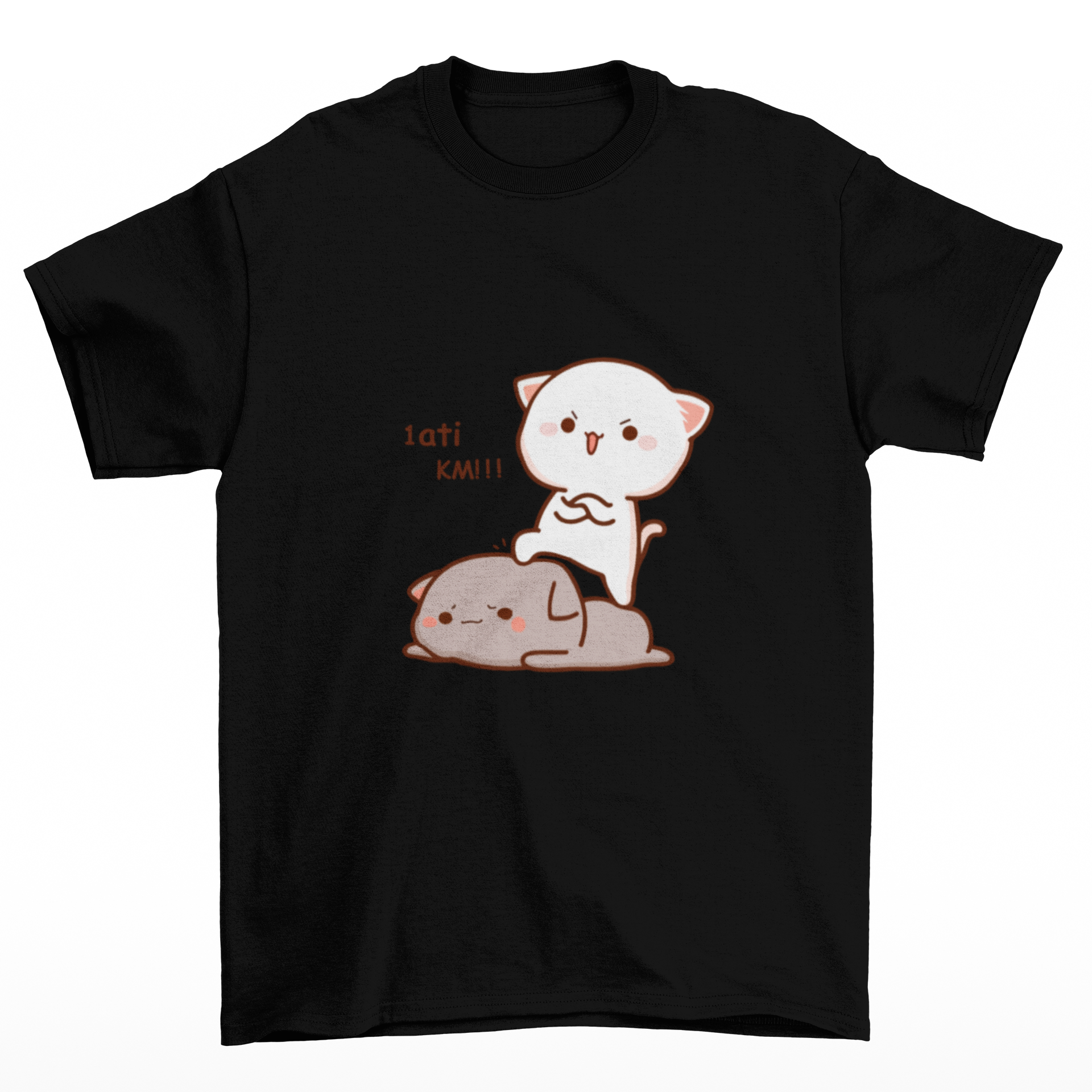 camiseta básica preta Gatinhos brigando