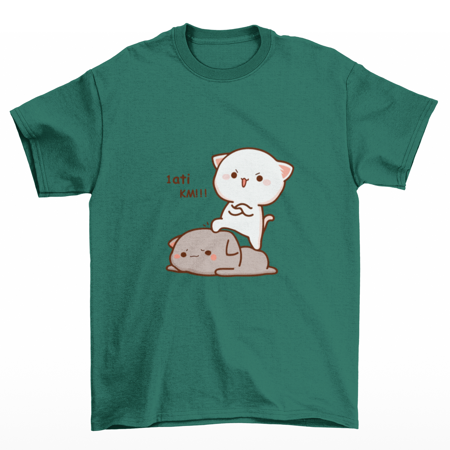 camiseta básica verde Gatinhos brigando