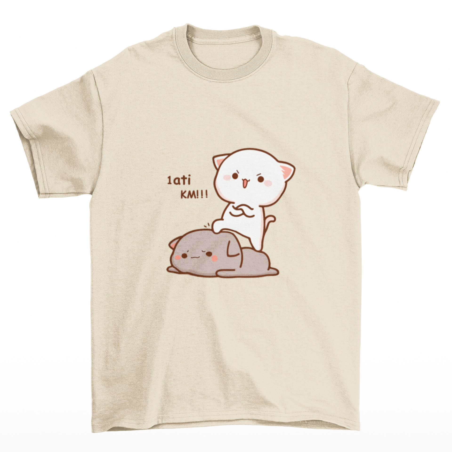 camiseta básica pérola Gatinhos brigando