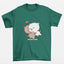 camiseta básica Verde Gatinhos se abraçando