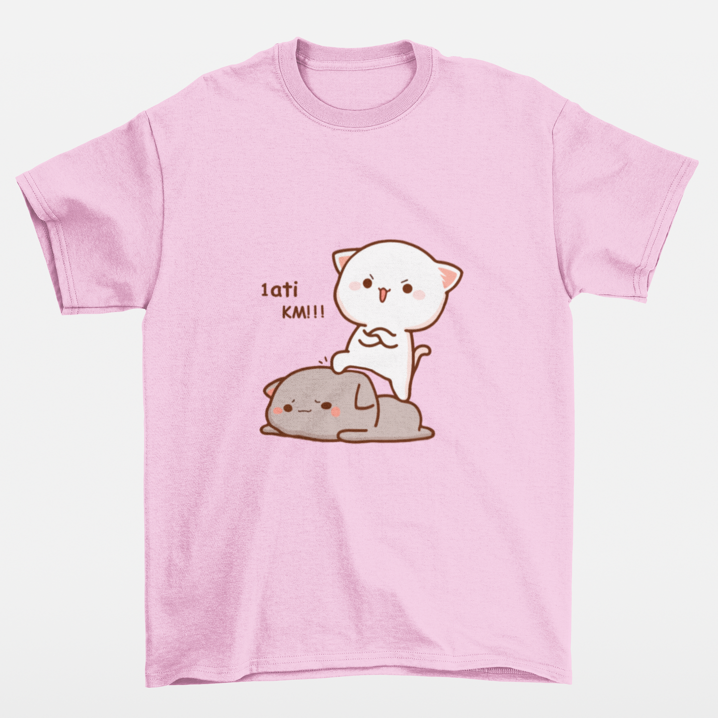 camiseta básica rosa bebê Gatinhos brigando