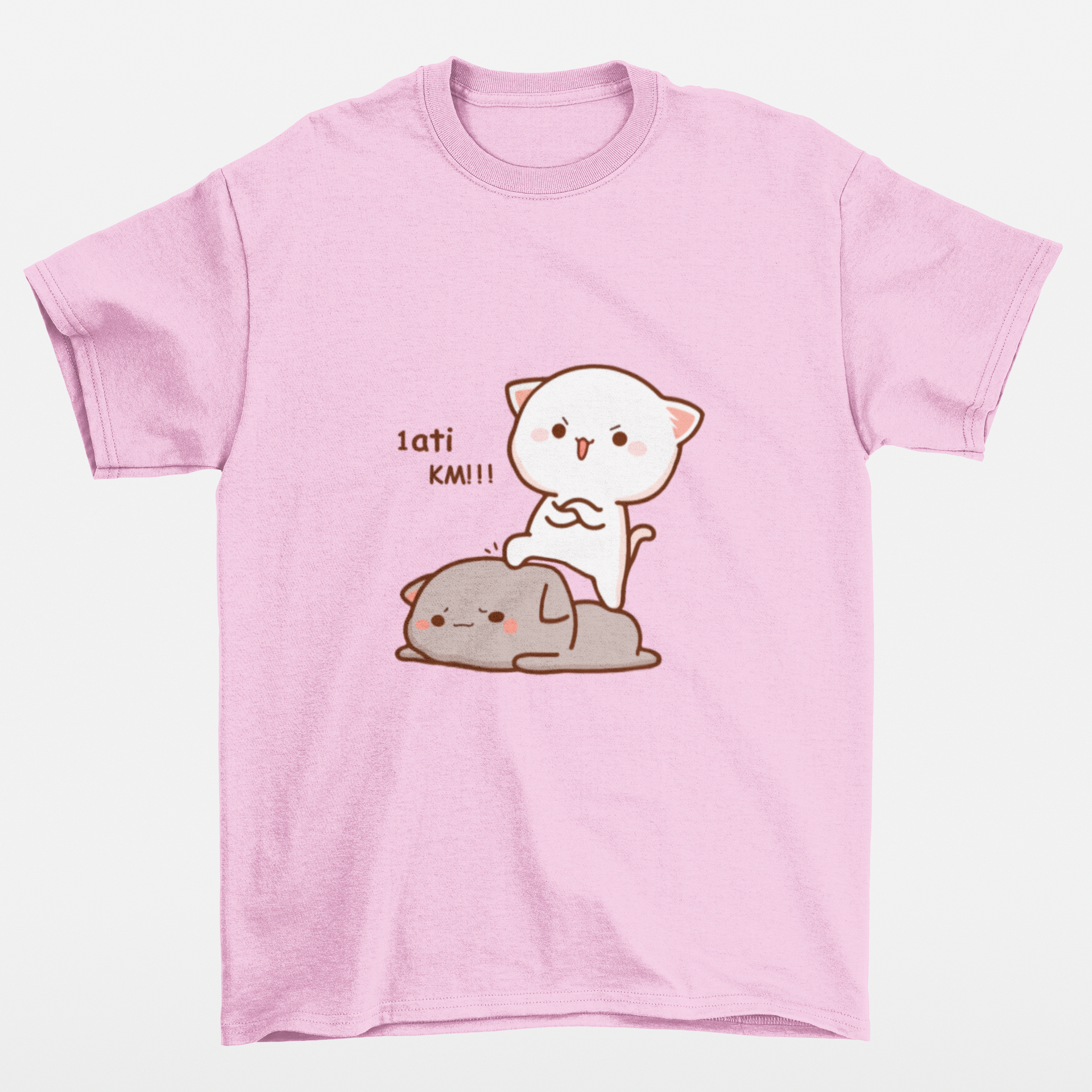 camiseta básica rosa bebê Gatinhos brigando