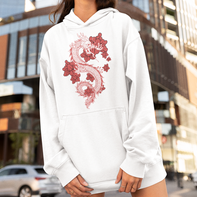 Blusa Moletom Canguru Dragão com Flores