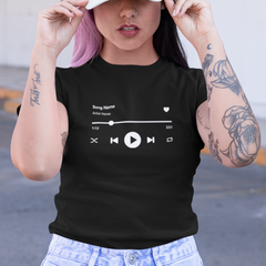 Camiseta Feminina Player de Música Play Pausa