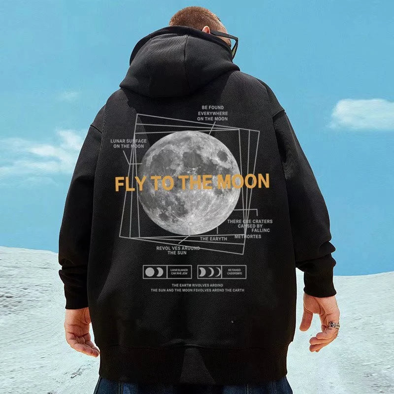 Moletom Canguru Fly To The Moon Streetwear Lua Moda