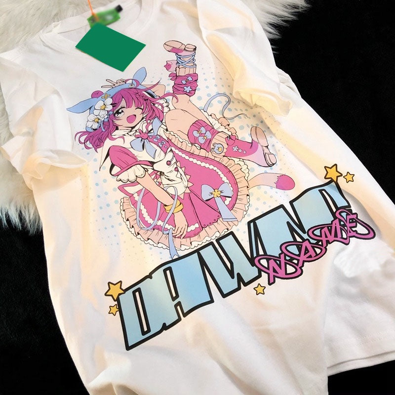 Camiseta Básica Anime Maid Girl Cute