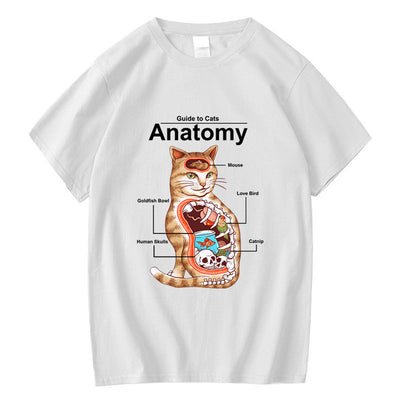 Camiseta Básica Anatomia de Gato Funny