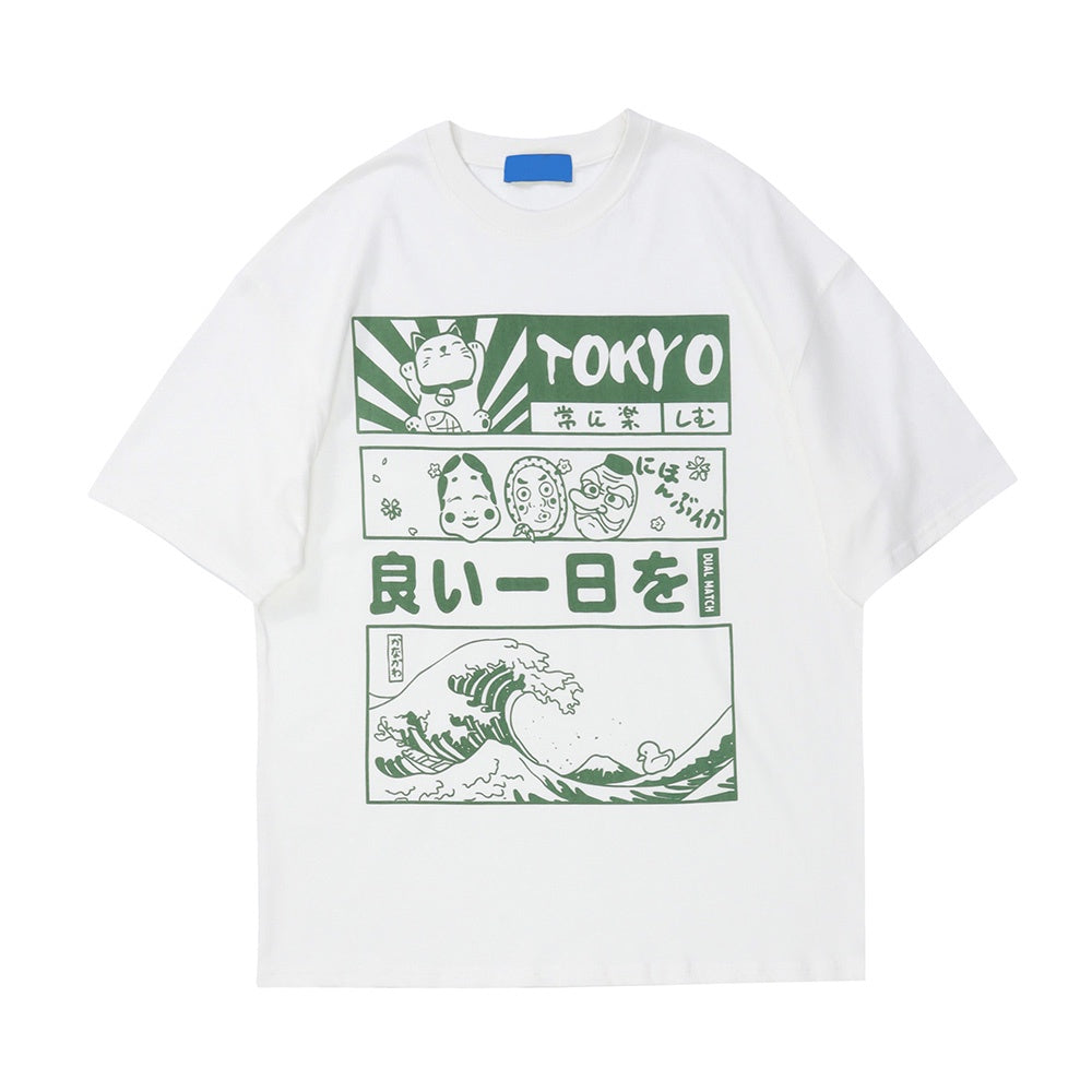 Camiseta Básica Unissex Tokyo Cat Wave