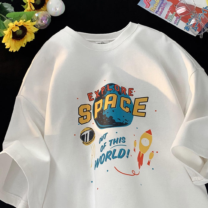 Camiseta Básica Algodão Space Airplane