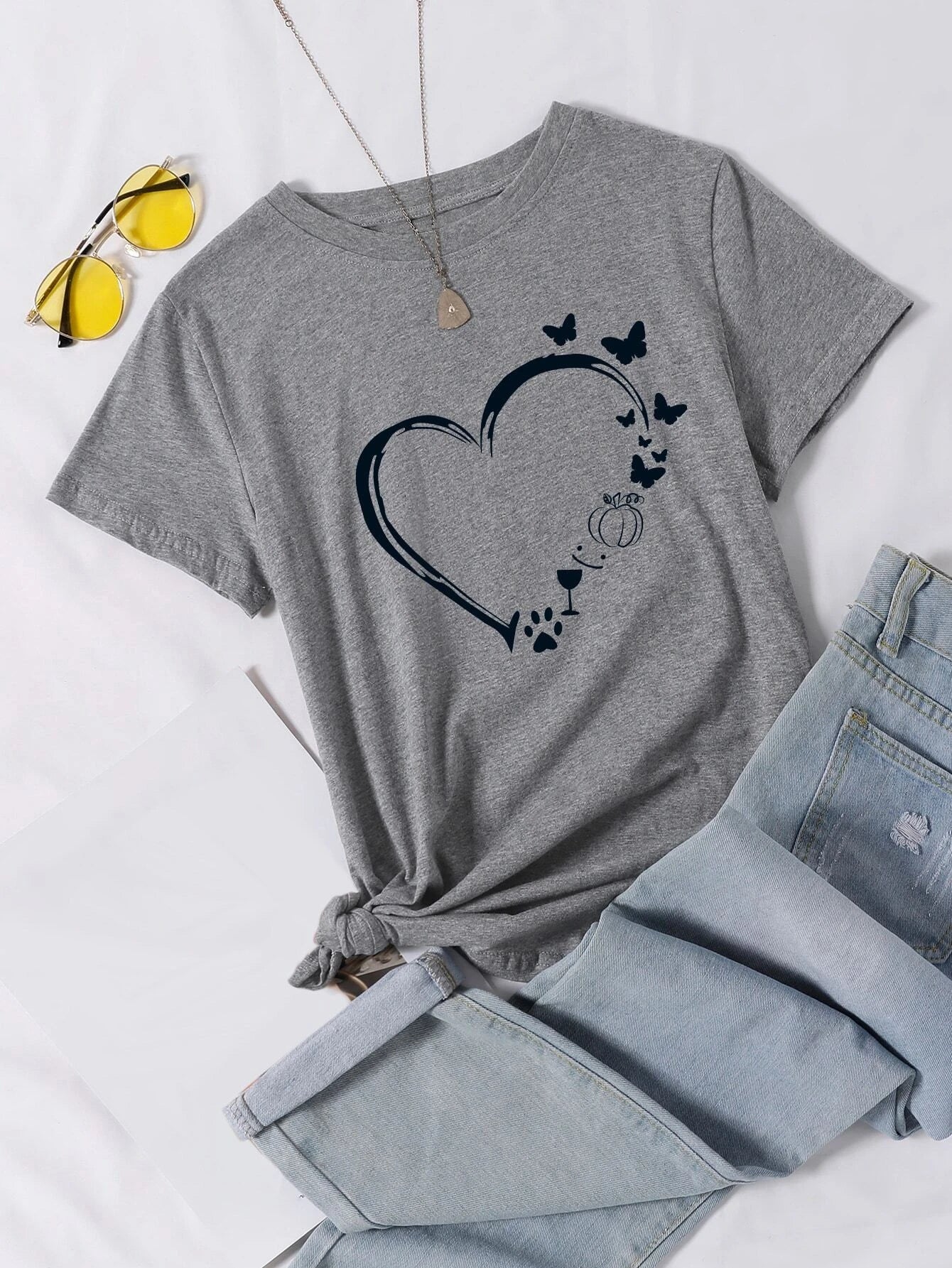 Camiseta Feminina Amor Vinho Pet Borboleta