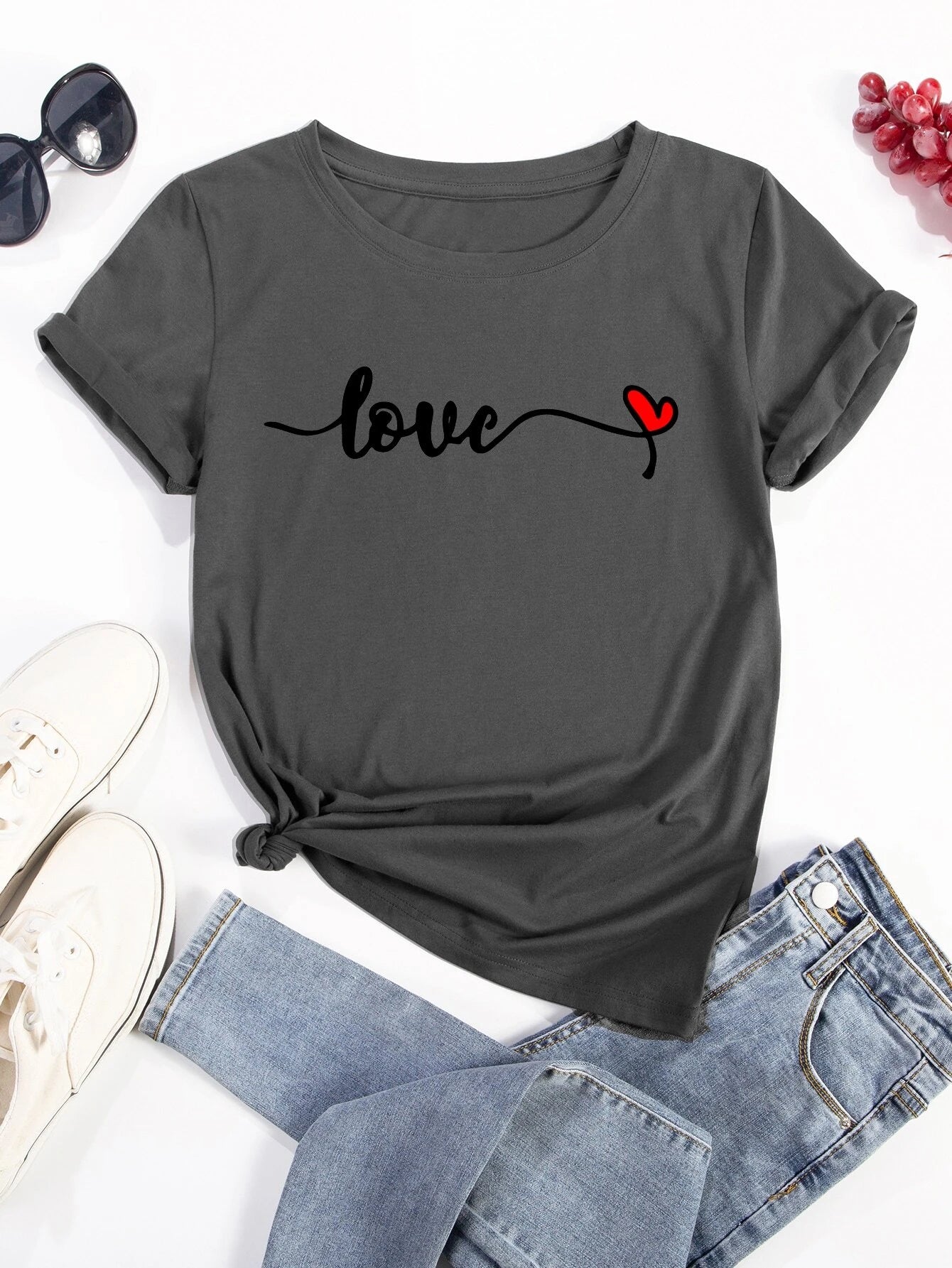 Camiseta Feminina Assinatura de Amor Coração Love