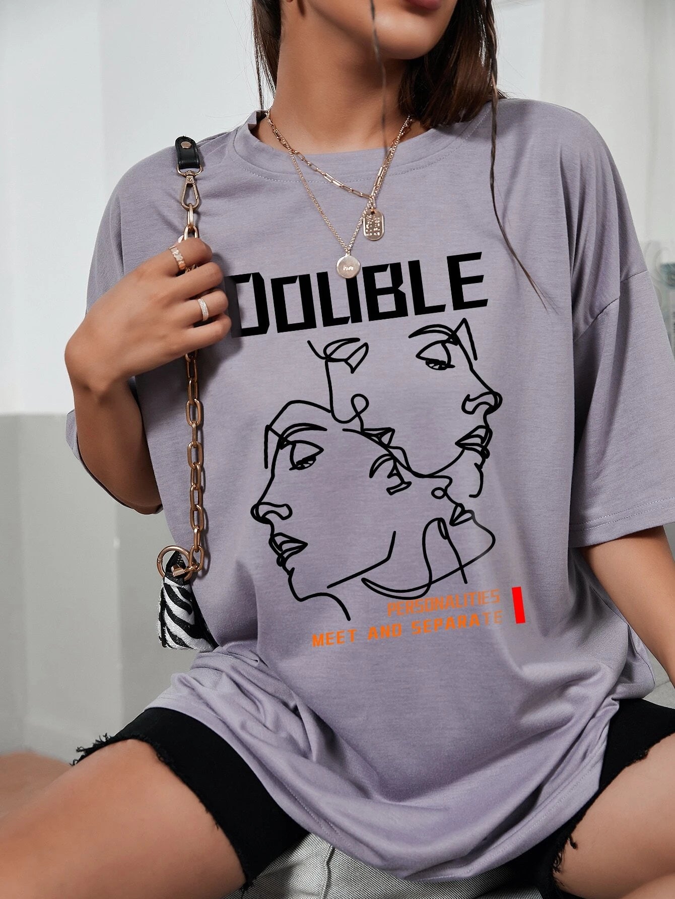 Camiseta Feminina Estilo Coreano Double Face