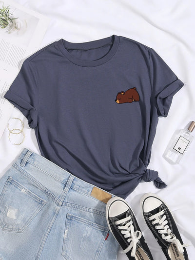 Camiseta Feminina Urso Preguiçoso Peito
