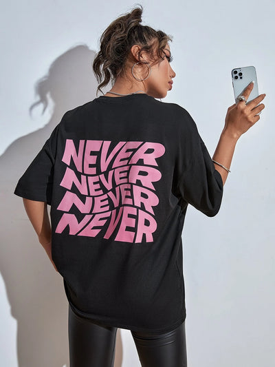 Camiseta Feminina Estilo Coreano Never Nunca