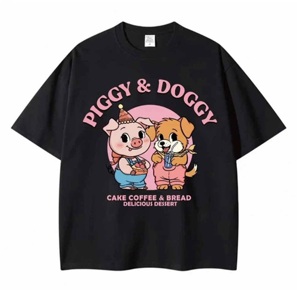 Camiseta Infantil Piggy and Dog Cute
