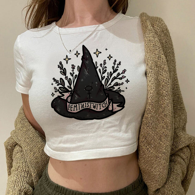 Camiseta Cropped Feminist Witch
