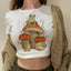 Camiseta Cropped Sapo Em Cogumelos