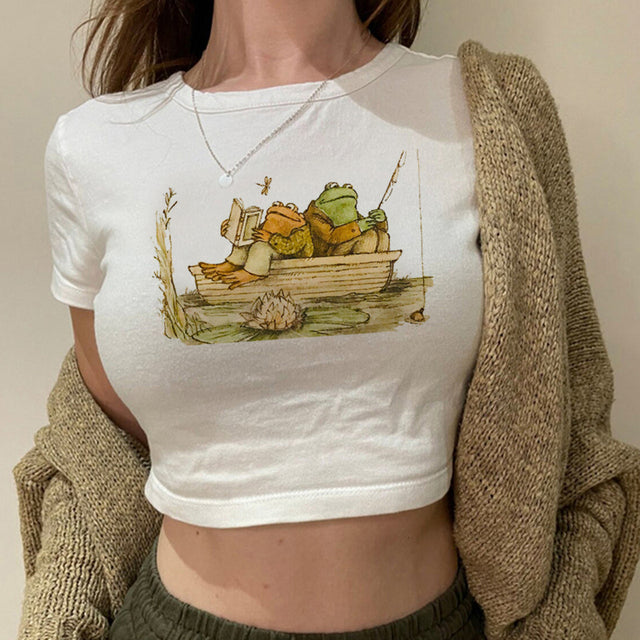 Camiseta Cropped Sapos Pescando