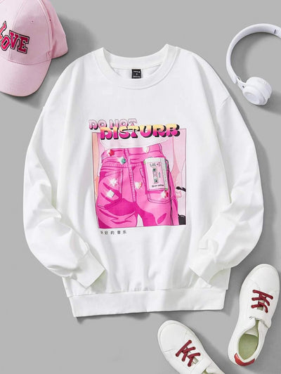 moletom gola redonda com estampa Do not disturb