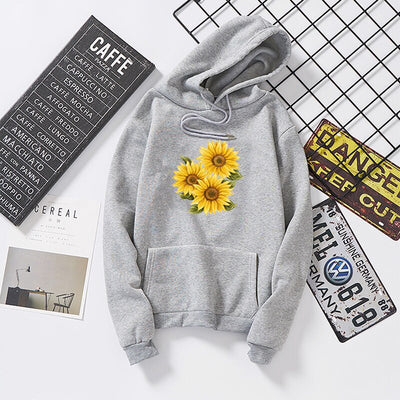 Blusa Moletom Canguru Girassóis Flores  - cinza