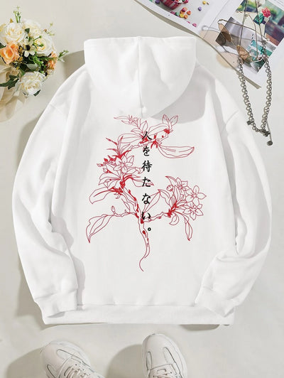 Blusa Moletom Flor Japonesa - branco