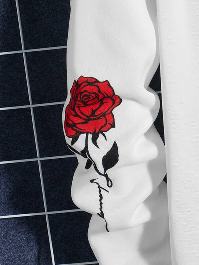 moletom canguru com estampa rosa vermelha