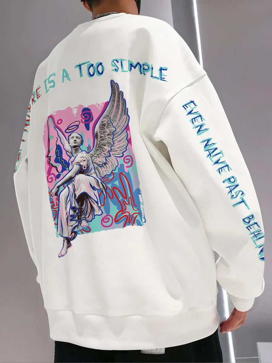 moletom masculino com estampa anjo asas - Branco