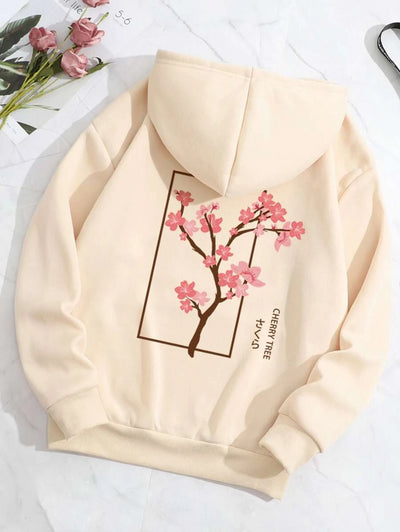 moletom canguru com estampa flor rosa