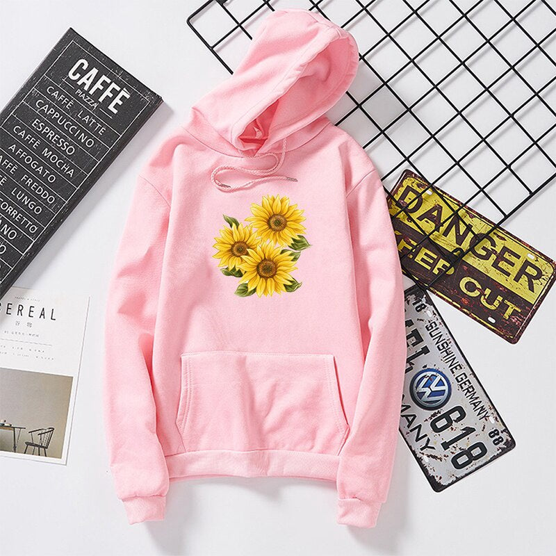 Blusa Moletom Canguru Girassóis Flores - rosa bebê