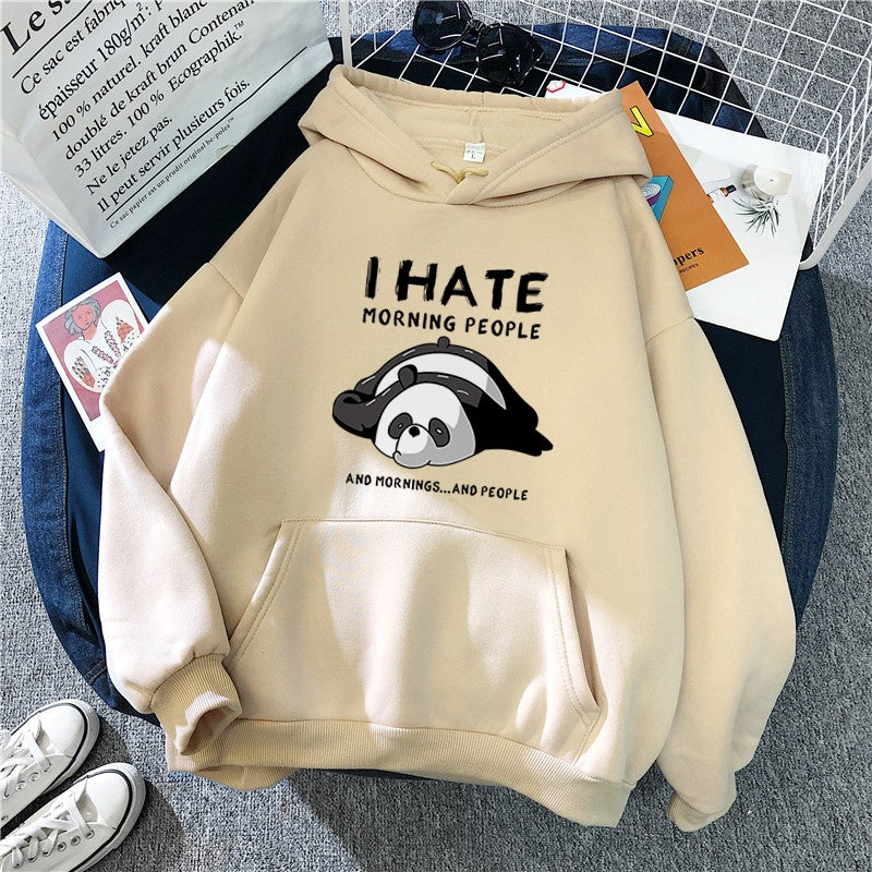 Moletom canguru com estampa panda preguiçoso - pérola