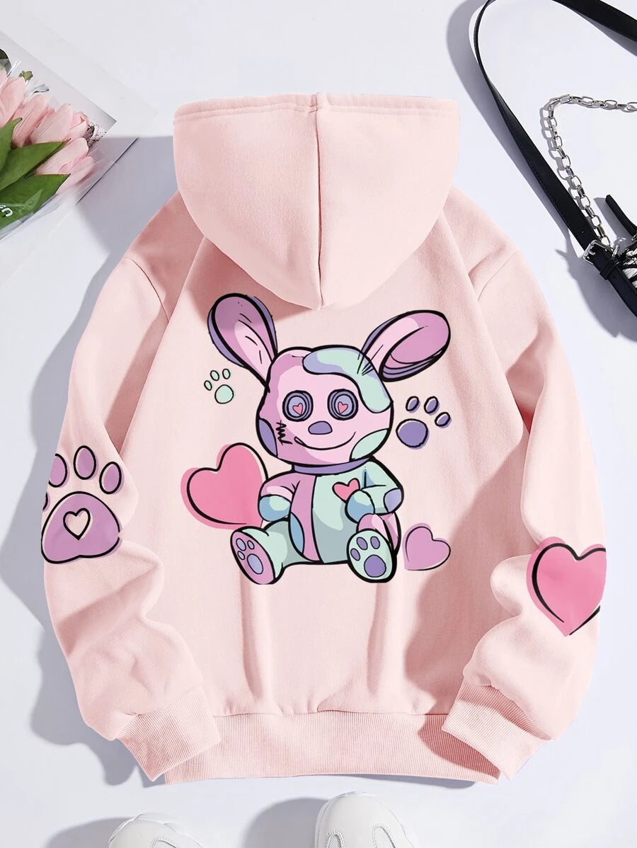 Moletom canguru com estampa coelho bunny