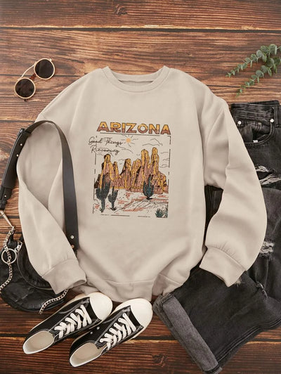 Moletom gola redonda com estampa Deserto arizona