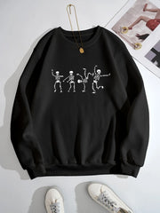 Blusa Moletom Gola Redonda Dancing Skeleton
