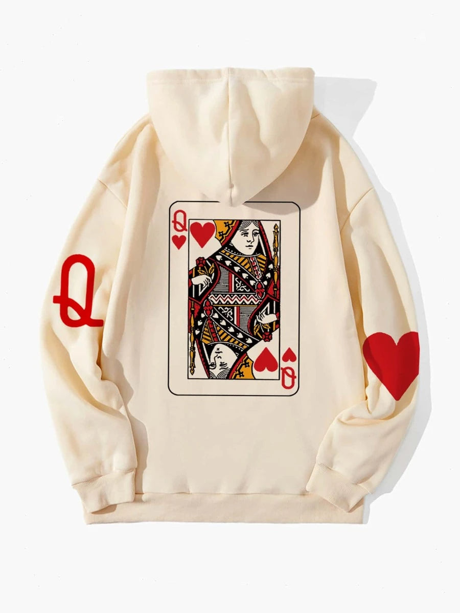 Moletom canguru com estampa rainha de copas carta