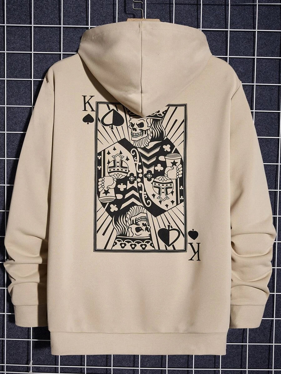 Blusa Moletom Masculino Carta Baralho Rei Esqueleto King Skull - pérola
