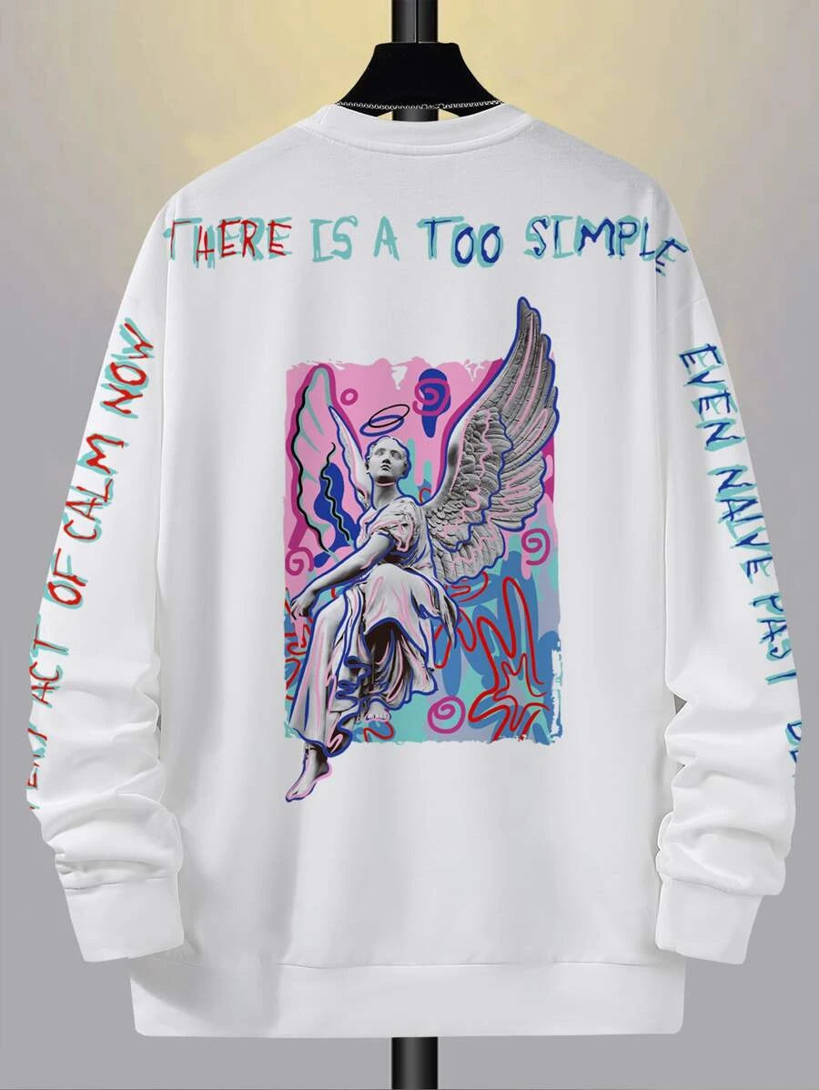 Moletom masculino com estampa estatua anjo - Branco
