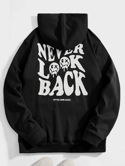 Blusa Moletom Masculino Never Look Back Smile  - preto